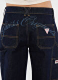 Guess Yüksek Bel Düz Paça Relaxed Lacivert Kadın Denim Pantolon GO ZIP CARPENTER PAN - CO RUFUS RG