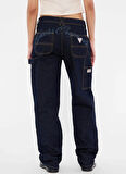 Guess Yüksek Bel Düz Paça Relaxed Lacivert Kadın Denim Pantolon GO ZIP CARPENTER PAN - CO RUFUS RG