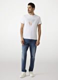 Guess Bisiklet Yaka Desenli Beyaz Erkek T-Shirt M5RI14J1314G011 SS CN GUESS TRI ST