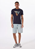 Guess Bisiklet Yaka Desenli Lacivert Erkek T-Shirt M5RI14J1314G7V2 SS CN GUESS TRI ST