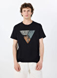 Guess Bisiklet Yaka Desenli Siyah Erkek T-Shirt M5RI14J1314JBLK SS CN GUESS TRI ST