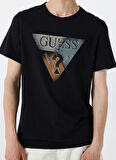 Guess Bisiklet Yaka Desenli Siyah Erkek T-Shirt M5RI14J1314JBLK SS CN GUESS TRI ST
