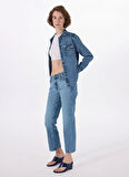 Guess Jeans Standart Düz Mavi Kadın Gömlek GJ SLIM LS DENIM SHI - ECO ORG CO A