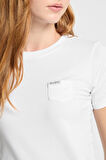 Kadın Gj Slim Fit Cepli T-Shirt - Beyaz | XL