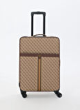 Guess Kahve - Bej Çekçekli Sert Valiz NAPOLI TRAVEL - P1402