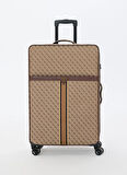 Guess Kahve - Bej Çekçekli Sert Valiz NAPOLI TRAVEL-LINEAR FLORAL STRETCH