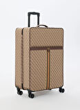 Guess Kahve - Bej Çekçekli Sert Valiz NAPOLI TRAVEL-LINEAR FLORAL STRETCH