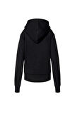 Guess Kadın Siyah Kapüşonlu Scuba Taşlı Fermuarlı Sweatshirt