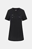 Guess Kadın Siyah Logolu T-Shirt