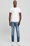 Guess Erkek Beyaz Üçgen Logolu T-Shirt