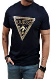 Guess Erkek Lacivert Üçgen Logolu T-Shirt
