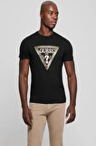 Guess Erkek Siyah Üçgen Logolu T-Shirt