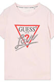 Guess Kadın Pembe Logolu T-Shirt