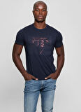 Guess Bisiklet Yaka Desenli Lacivert Erkek T-Shirt M5RI62K9RM1G7V2 BSC GUESS TRIANGLE