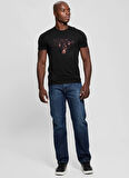 Guess Bisiklet Yaka Desenli Siyah Erkek T-Shirt M5RI62K9RM1JBLK BSC GUESS TRIANGLE