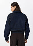 Guess Regular Fit Düz Lacivert Kadin Gömlek GO DENIM BOMBER - CO RUFUS RG INDIG