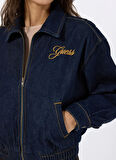Guess Regular Fit Düz Lacivert Kadin Gömlek GO DENIM BOMBER - CO RUFUS RG INDIG
