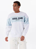 Guess Jeans Bisiklet Yaka Beyaz Erkek Sweatshırt M4BQ39K9V31G011 GJ CN OS HORIZONT