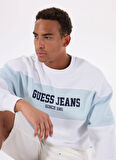 Guess Jeans Bisiklet Yaka Beyaz Erkek Sweatshırt M4BQ39K9V31G011 GJ CN OS HORIZONT