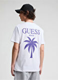 Guess Erkek Beyaz Palmiye Desenli Tişört