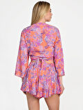 Guess Kadın Çok Renkli Bağlamalı Kısa Kimono Üst