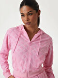 Guess Kadın Bej Peony Jakarlı Kapüşonlu Mont