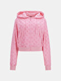 Guess Kadın Bej Peony Jakarlı Kapüşonlu Mont