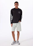Z5GI12KCR00JBLK SLUG CN LS T-SHIRT Siyah Yuvarlak Oversized Desenli Erkek T-Shirt