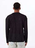 Z5GI12KCR00JBLK SLUG CN LS T-SHIRT Siyah Yuvarlak Oversized Desenli Erkek T-Shirt