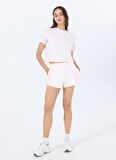 Guess V5GI19I3Z14F6EX GENZIANA CROP TEE Pembe Yuvarlak Yaka Box Fit Desenli Kadın T-Shirt