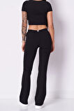 Kadın Crocus Rib Mini Flar Tayt - Siyah | XS