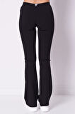 Kadın Crocus Rib Mini Flar Tayt - Siyah | XS