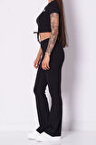 Kadın Crocus Rib Mini Flar Tayt - Siyah | XS