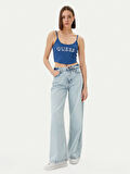 Guess Kadın Mavi Sunflower Ribana Bluz