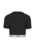 Guess V5GP07KCSA2JBLK NEW ALINE TOP TEE Siyah Polo Yaka Standart Desenli Kadın T-Shirt