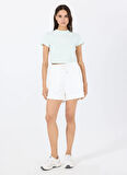Guess V4YI20KCDH1A83N COLETTE CROP TEE Yeşil Yuvarlak Yaka Box Fit Desenli Kadın T-Shirt