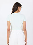 Guess V4YI20KCDH1A83N COLETTE CROP TEE Yeşil Yuvarlak Yaka Box Fit Desenli Kadın T-Shirt