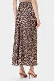 Kadın Sibilla Leopar Desenli Midi Etek - Çok Renkli | L
