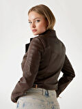 Guess Jeannine Kadın Kahverengi Biker Ceket W5YL19WHDS0-FN09