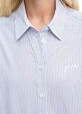 Guess Regular Fit Gömlek Yaka Çizgili Beyaz - Mavi Kadın Gömlek Lauriane Kadın Regular Fit Gömlek