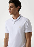 Guess Düz Beyaz Erkek Polo T-Shirt M5YP66J1314-G011 Nolan Erkek Slim F