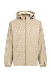 Erkek Kapüşonlu Monogram Desenli Rüzgarlık - Bej | M