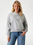 Guess Yuvarlak Yaka Baskılı Gri Kadın Sweatshırt Rachele Kadın Sweatshirt