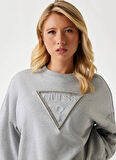 Guess Yuvarlak Yaka Baskılı Gri Kadın Sweatshırt Rachele Kadın Sweatshirt
