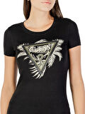 Guess Triangle Kadın Siyah Slim Fit T-Shirt W5YI13J1314-JBLK