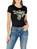Guess Triangle Kadın Siyah Slim Fit T-Shirt W5YI13J1314-JBLK