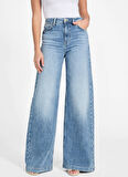Guess Yüksek Bel Geniş Paça Skinny Fit Mavi Kadın Denim Pantolon Bellagio Kadın Skinny Fit Jean