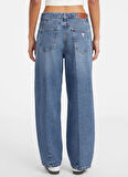Guess Jeans Yüksek Bel Geniş Paça Relaxed Çok Renkli Kadın Denim Pantolon Guess Jeans Kadın Relaxed Fit Jean