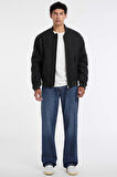 Erkek Yün Karışımlı Bomber Mont - Gri | S