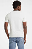 Erkek Logo Baskılı Slim Fit T-Shirt - Kırık Beyaz / Gri | M